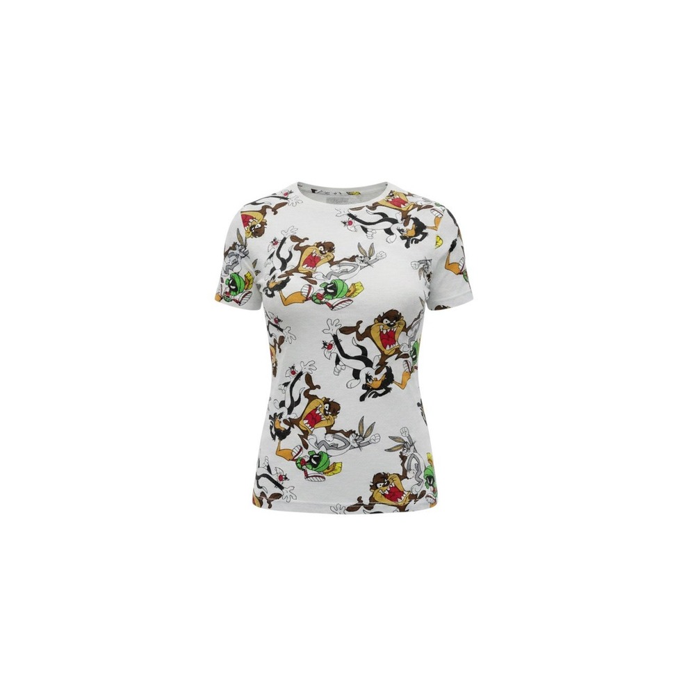 Rue21 Looney Tunes T-Shirt Womens Small White NWT All Over Print Graphic Tee